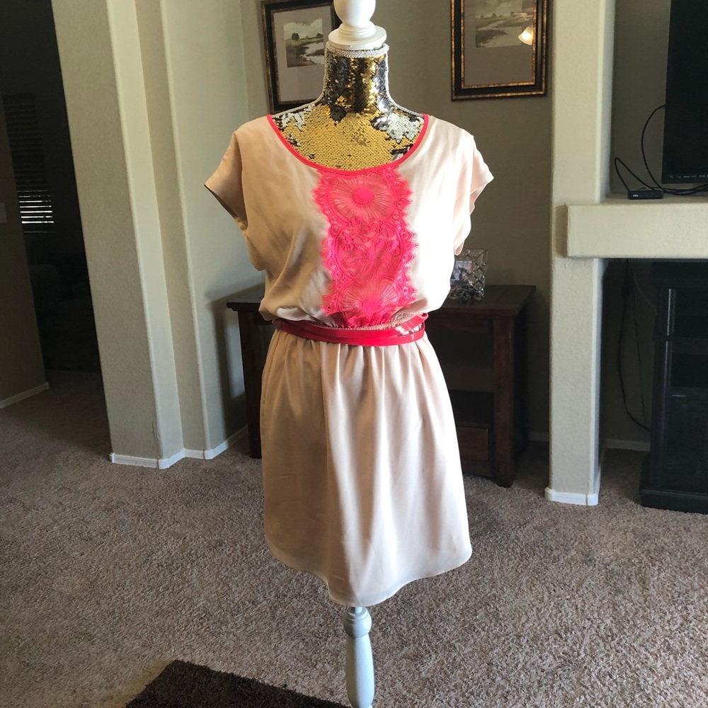 NWT Express neon pink belted dress